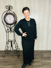 Sophia Sweatshirt Dress-Black Ribbed