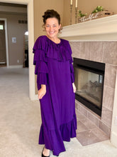 Kayla Ruffle Sleeves Dress-Purple