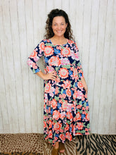Hannah Tiered Square Neck Dress- Multicolored