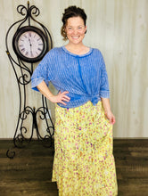 Ribbed Acid Wash Half Sleeve Top-Marlin