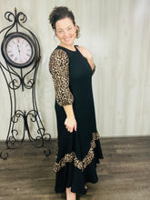 Michella High Low Dress-Black & Leopard