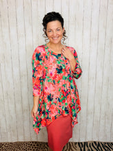 Floral & Coral Sharkbite Tunic