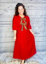 Sonja Leopard Bow Dress-Red
