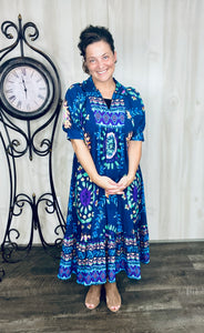 Melissa Mixed Print Dress- Pink Mix or Navy Mix
