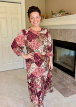 Kara Ruffle Dress- Brown, Pink & Cream