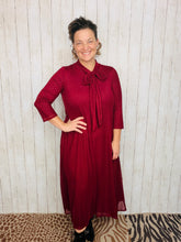 Brenda Bow & Ruffle Burgundy & Gold Dress
