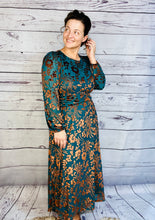 Teal & Floral Burnout Velvet Dress