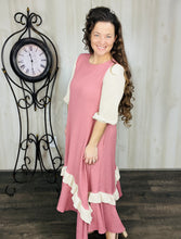 Michella High Low Dress-Mauve & Cream