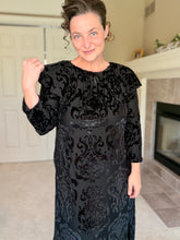 Kayla Velvet Burnout Dress- Black