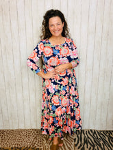 Hannah Tiered Square Neck Dress- Multicolored