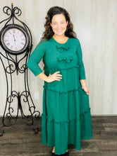 Tonya & Bows Textured Dress- Hunter Green