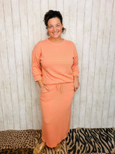 Marissa Ribbed Skirt- Peach Stripe