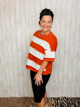 French Terry Striped Top- Orange
