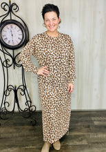 Sophia Sweatshirt Dress-Brown Leopard Print