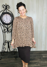 Samantha Ruffle High Low Tunic-Ribbed Mocha Animal Print
