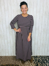 Everyday Style Dress- Brown & Pink Stripes