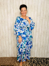 Juliet Ruffle Dress-Blue Floral