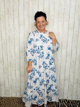 Cassie Tiered Boho Style Dress-Blue Toile