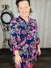 Jasmine Bow & Ruffle Tunic- Purple Paisley