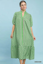 Rhonda Button Front Dress- Green Mix