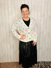 Adorable Hearts Cardigan Sweater- Black or Cream