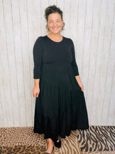 Tonya Marie Tiered Dress- Midi Length-Black