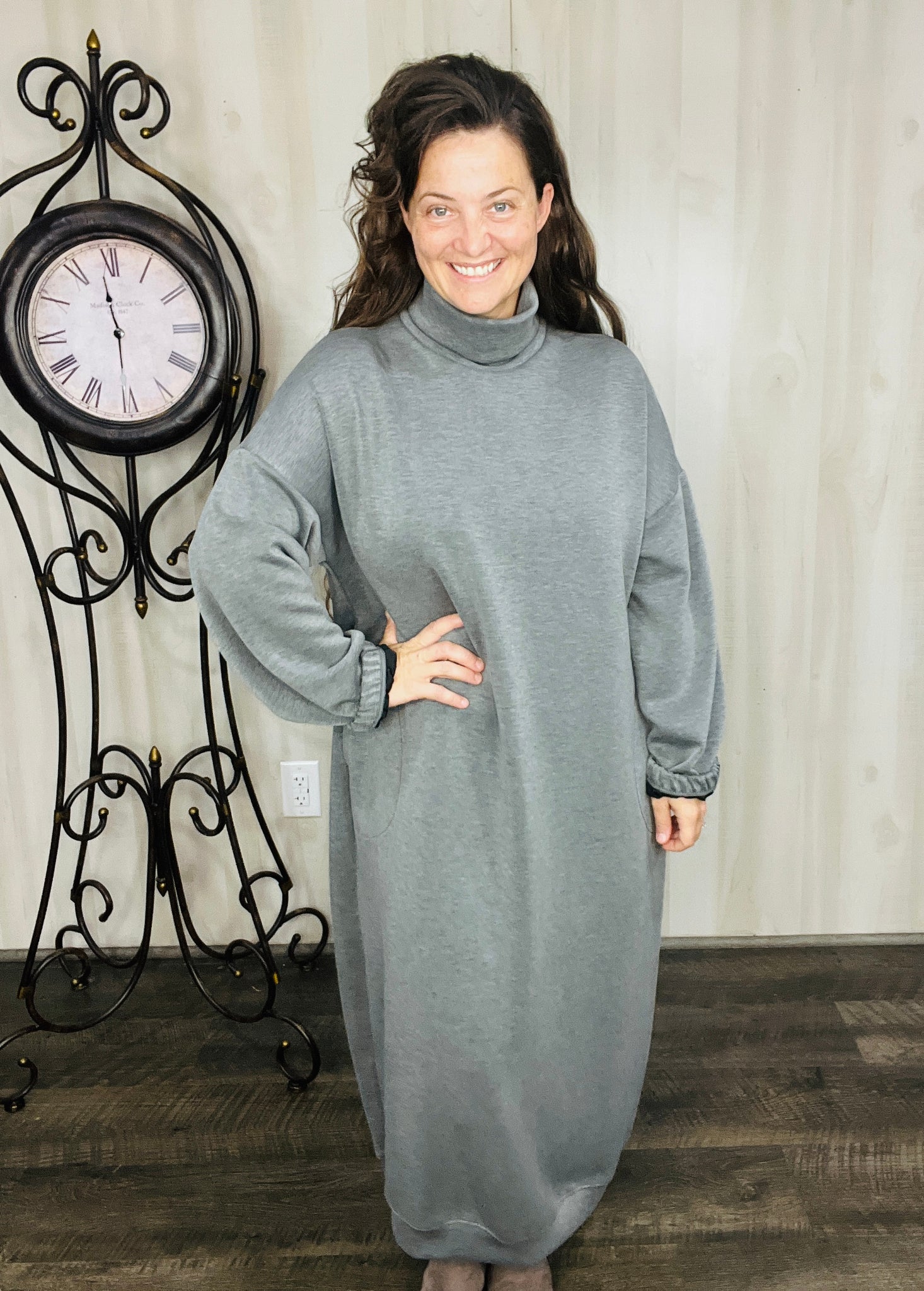 grey sweatshirt dress womens Heather Grey Brushed Quarter Zip Jersey Lounge Sweatshirt Dress