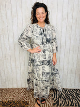 Molly Landscape Print Dress- Black & White