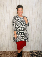 Cynthia Ruffle High Low Tunic-Houndstooth