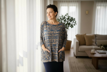 Brown & Navy Aztec Poncho