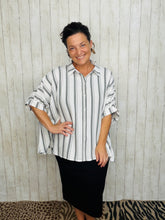 Rylee White & Black Striped Top