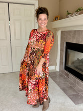Tonya Marie Ruffled Tiered Dress- Rust Abstract