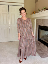 Tonya Marie Ruffled Tiered Dress- Brown & Rust