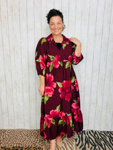 Sasha Burgundy & Floral Dress