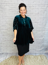 Velvet & Pearl Tunic Style- Black, Hunter Green or Navy