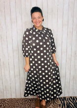 Power On The Day Dress- Brown Polkadot
