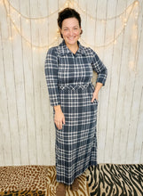 Adorable In Plaid Lounge Dress-Navy Plaid