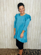 Turquoise Bodre Tunic- Ruffle Sleeves