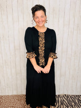 Janice Black Dress With Leopard Ruffles