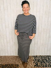 Marissa Ribbed Top- Brown & Blue Stripes