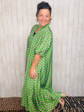 Rhonda Button Front Dress- Green Mix