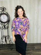 Purple & Floral Poncho Style Tunic