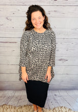 Tara Sharkbite Tunic-Gray Leopard Print