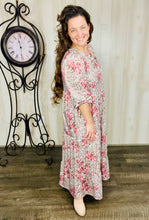 Cassie Tiered Boho Style Dress: Mauve & Leopard
