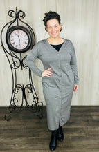 Melissa Charcoal Button Front Midi Dress