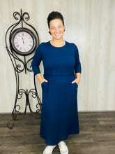 Ribbed Lounge Dress- Navy