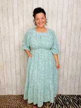 Georgiana Sage Square Neck Dress