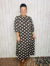 Power On The Day Dress- Brown Polkadot