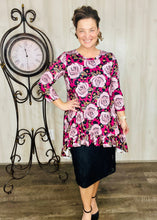 Pink Roses & Leopard High Low Tunic