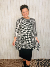 Cynthia Ruffle High Low Tunic-Houndstooth
